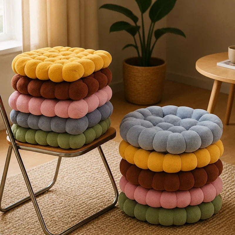 Large Soft Cookie-Shaped Cushion for Floor Chairs, Plush Seat Pad with Comfortable Backrest, Cozy Decorative Pillow for Tatami