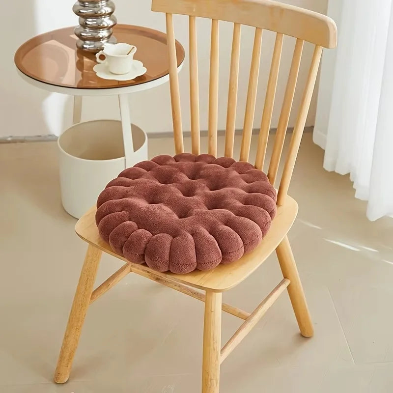 Large Soft Cookie-Shaped Cushion for Floor Chairs, Plush Seat Pad with Comfortable Backrest, Cozy Decorative Pillow for Tatami