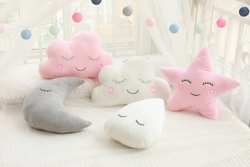 New Stuffed Cloud Moon Star Raindrop Plush Pillow Soft Cushion Toys For Children Baby Kids Girl Christmas Gift Room Car Decor