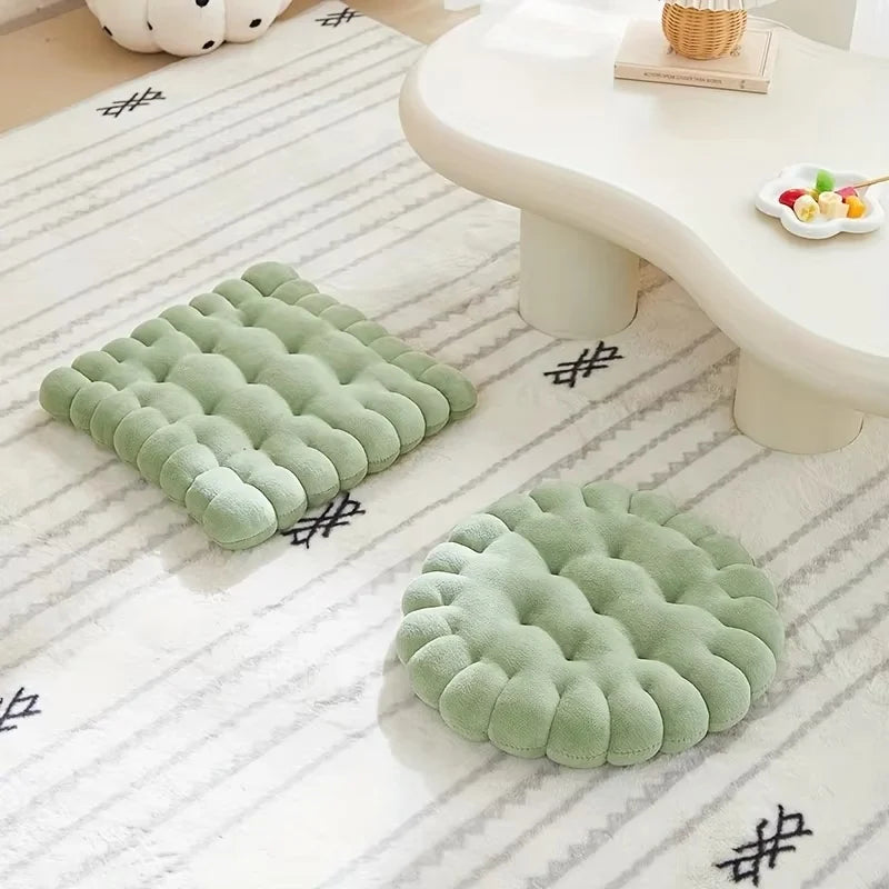 Large Soft Cookie-Shaped Cushion for Floor Chairs, Plush Seat Pad with Comfortable Backrest, Cozy Decorative Pillow for Tatami