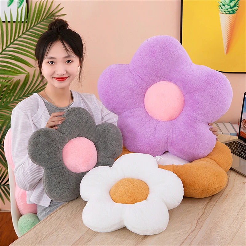 12/35cm Stuffed Five Petal Flower Cushion Girly Room Decor Sunflower Pillow Bay Window Pink Flower Sit Bedroom Seat Pillow
