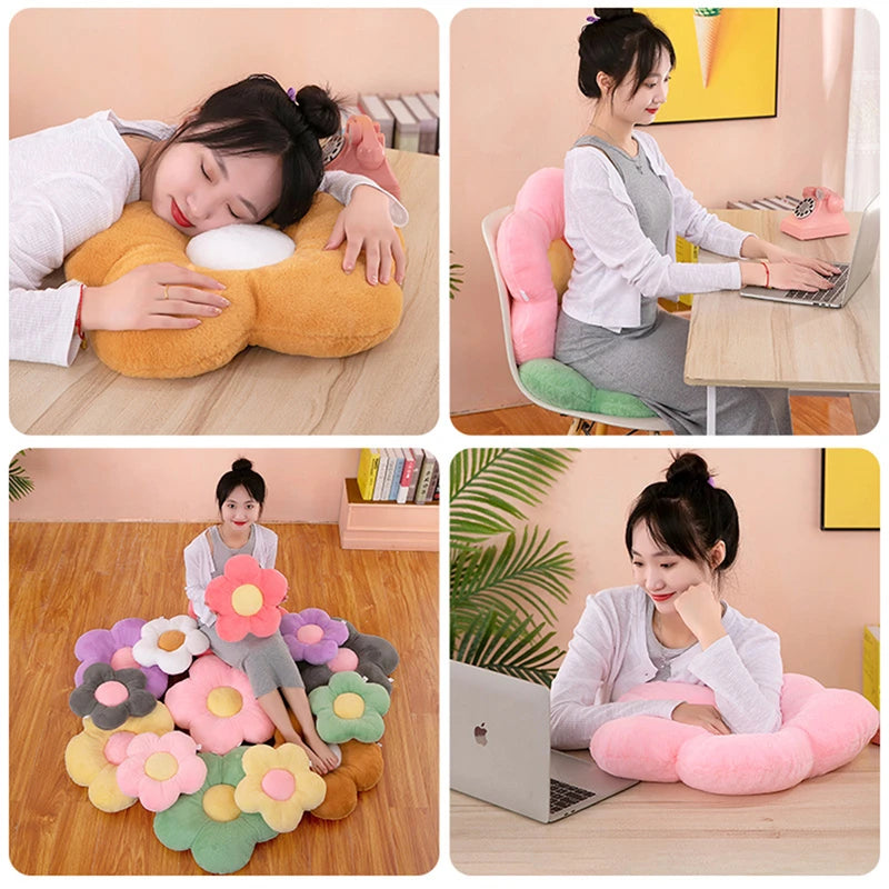 12/35cm Stuffed Five Petal Flower Cushion Girly Room Decor Sunflower Pillow Bay Window Pink Flower Sit Bedroom Seat Pillow