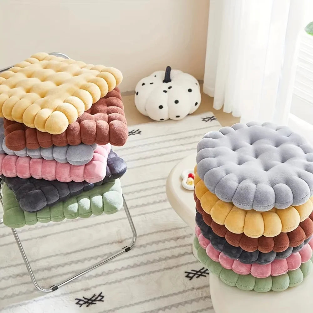 Large Soft Cookie-Shaped Cushion for Floor Chairs, Plush Seat Pad with Comfortable Backrest, Cozy Decorative Pillow for Tatami